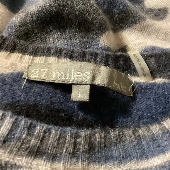 27 Miles Malibu Blue Gray Camo Cashmere Crewneck Sweater 1 S