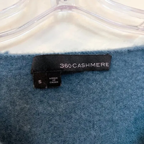 360 Cashmere 100% Cashmere Teal Scoop Neck Knit Designer Pullover Sweater S