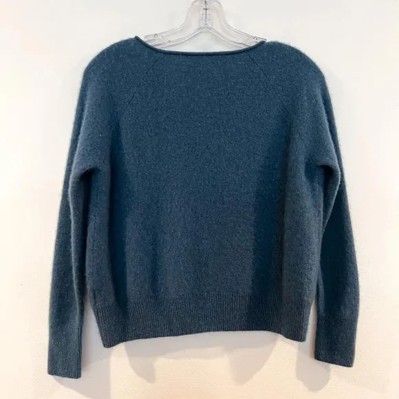 360 Cashmere 100% Cashmere Teal Scoop Neck Knit Designer Pullover Sweater S