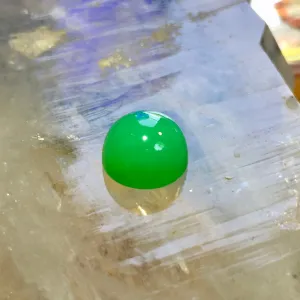 4.94 ct. Marlborough Green Chalcedony Cabochon, 4.94 ct. Master Cut Finest Quality Exceeding 98% of 1970’s mined rough.
