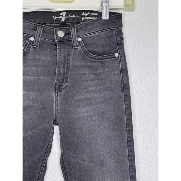 7 for all Mankind Jeans Women's Size 25 Black High Waist Ankle Gwenevere Denim