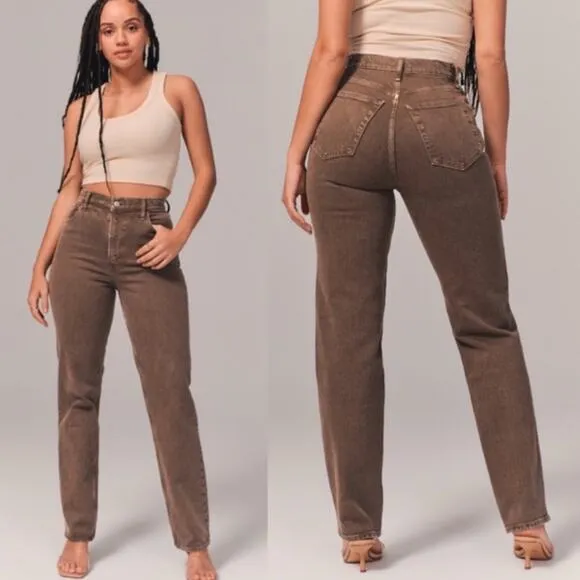 Abercrombie &amp; Fitch Women’s Curve Love The 90s Straight Ultra High Rise Jeans 12