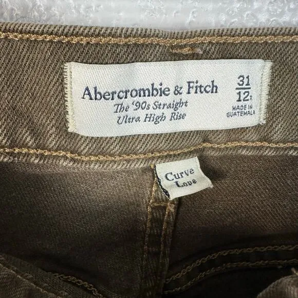 Abercrombie &amp; Fitch Women’s Curve Love The 90s Straight Ultra High Rise Jeans 12