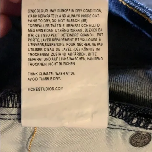 Acne Studios Needle Raw high rise skinny jeans size 28