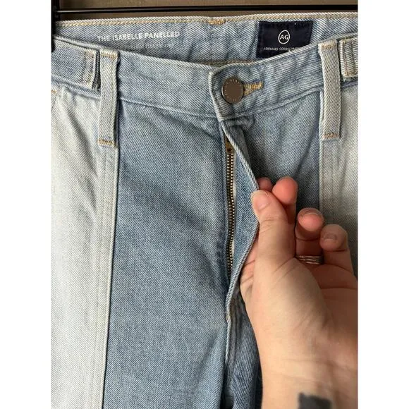 Adriano Goldschmied ‘Isabelle Paneled’ Hi Rise Light Wash Straight Crop Size 26