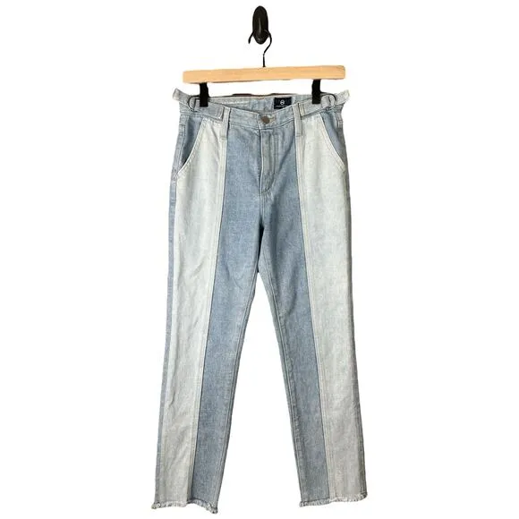 Adriano Goldschmied ‘Isabelle Paneled’ Hi Rise Light Wash Straight Crop Size 26