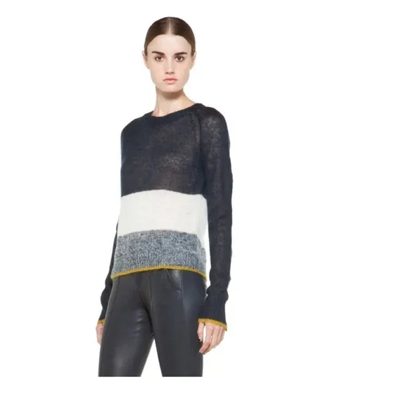 A.L.C. Mae Colorblock Sweater Mohair Blend Japanese Yarn