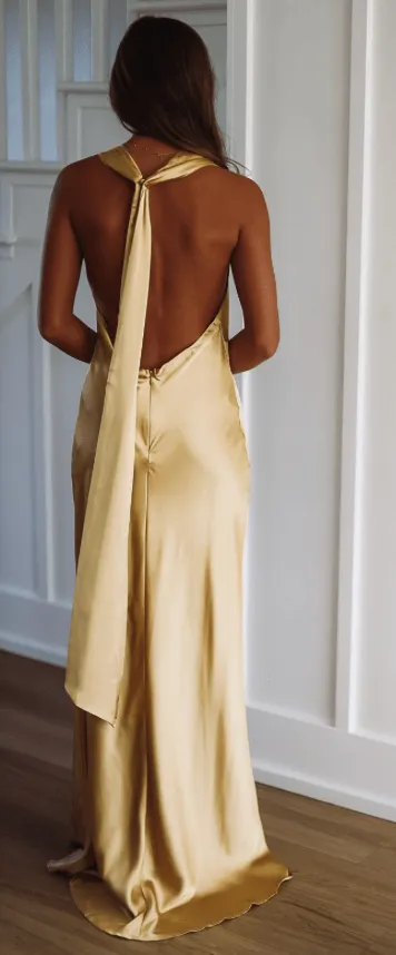 Andie Satin Maxi Dress - Yellow