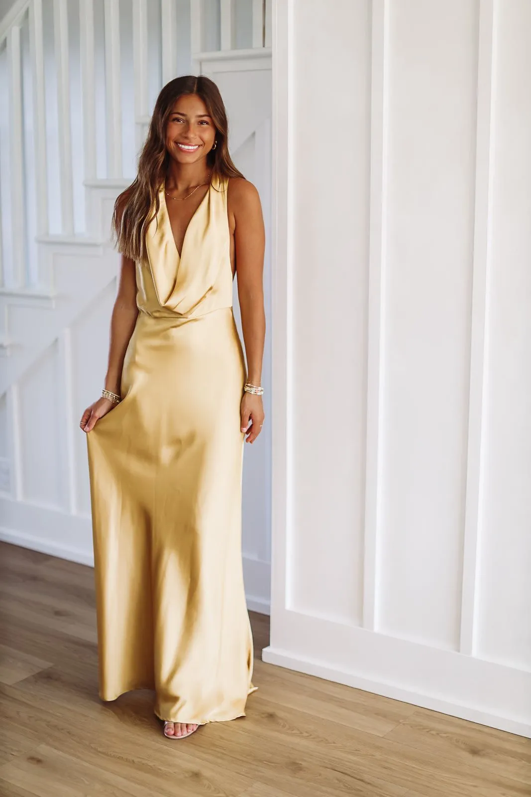 Andie Satin Maxi Dress - Yellow
