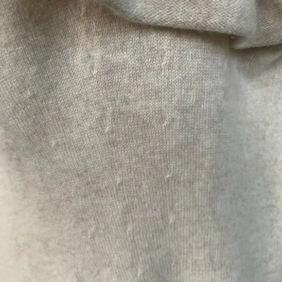 Ann Taylor Knit Cashmere Sweater Cowl Neck Long Sleeves Pullover Cream Large