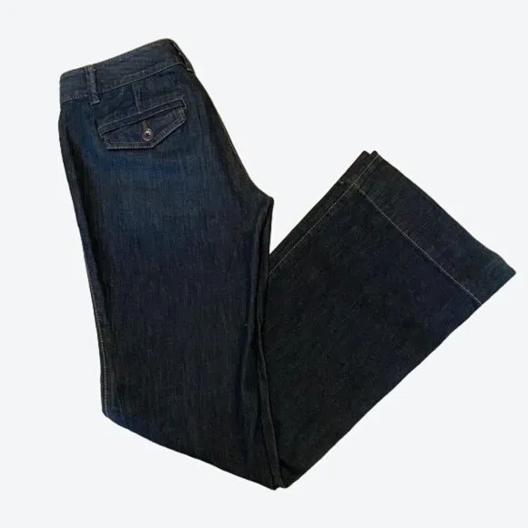 Ann Taylor LOFT 99% Cotton Wide-Leg Denim Dress Blue Jeans Sz 2