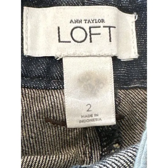 Ann Taylor LOFT 99% Cotton Wide-Leg Denim Dress Blue Jeans Sz 2