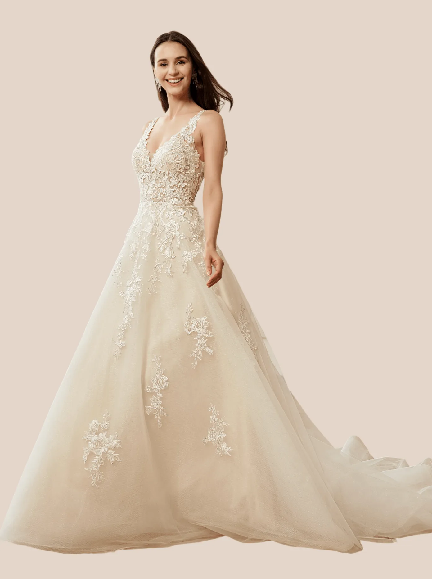 Annika applique lace wedding gown ivory/ivory s16-18 Express NZ wide