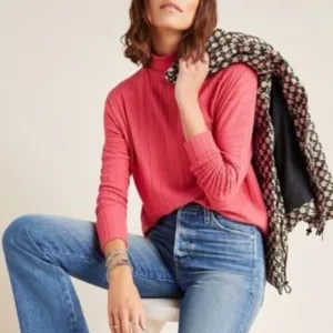 ANTHROPOLOGIE Eri   Ali Fiona Tunic Rose Sweater Women's Size Medium M