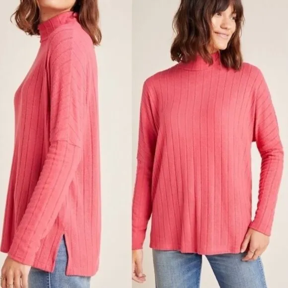 ANTHROPOLOGIE Eri   Ali Fiona Tunic Rose Sweater Women's Size Medium M
