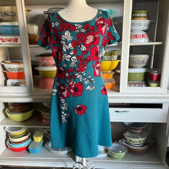 Anthropologie Maeve Allison Poppy Floral Sweater Dress - Size Medium