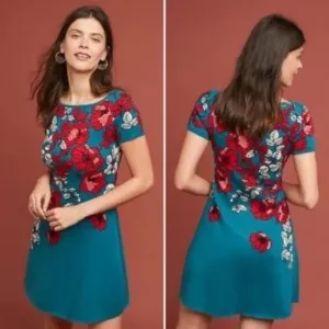 Anthropologie Maeve Allison Poppy Floral Sweater Dress - Size Medium