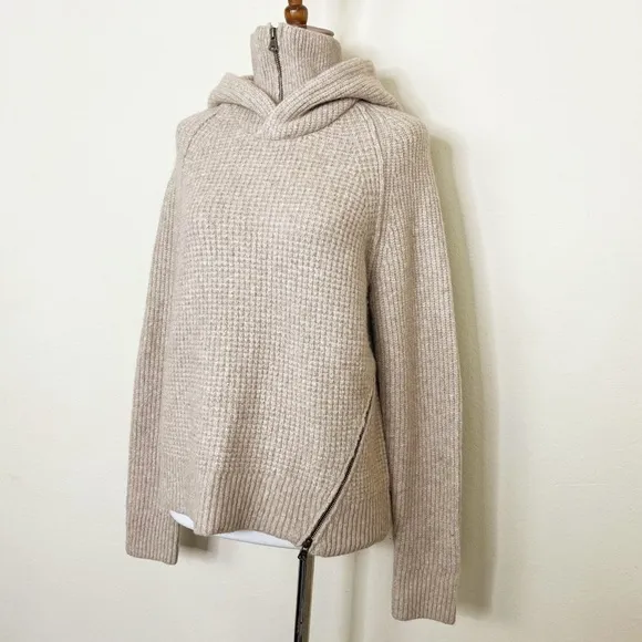 Anthropologie Pilcro Side-zip Sweater Hoodie In Beige
