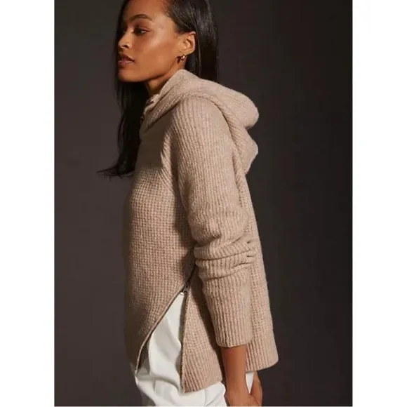 Anthropologie Pilcro Side-zip Sweater Hoodie In Beige