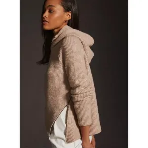 Anthropologie Pilcro Side-zip Sweater Hoodie In Beige