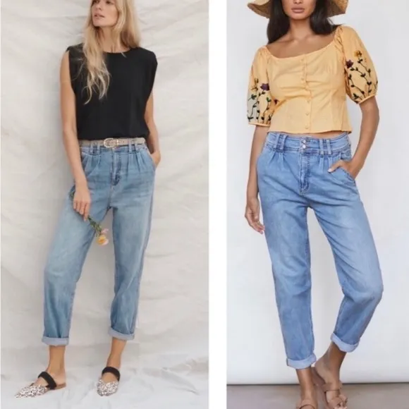 Anthropologie Pilcro Ultra High Rise Pleated Trouser Tapered Jeans 27