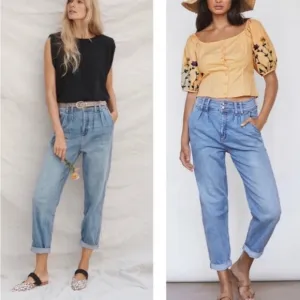Anthropologie Pilcro Ultra High Rise Pleated Trouser Tapered Jeans 27