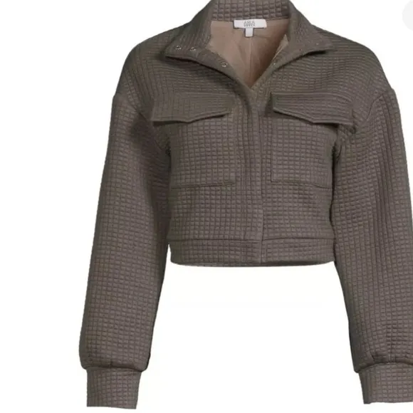 Area Stars Grey Quilted Cropped Snap Front Utility Jacket Nila Size Large