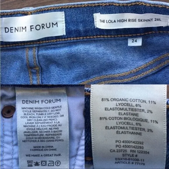 ARITZIA Denim Forum Lola High Rise Skinny Denim Jeans Light Blue 24 / 26L
