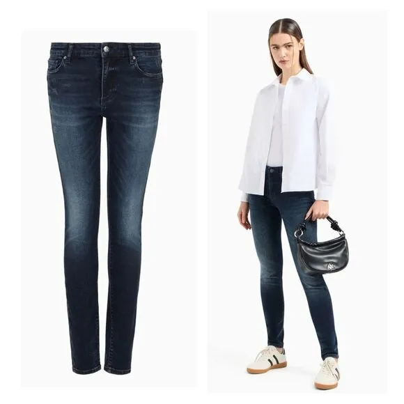 Armani Exchange Super Skinny High-waisted Blue Jeans