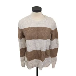 Banana Republic merino wool Sweater New Brown Gray Stripe Womens Size M