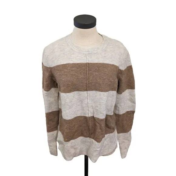 Banana Republic merino wool Sweater New Brown Gray Stripe Womens Size M