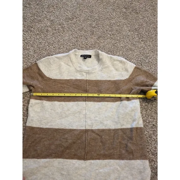 Banana Republic merino wool Sweater New Brown Gray Stripe Womens Size M