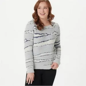 Barefoot Dreams Cozychic Seaside Crew Neck Pullover Sweater Size Small