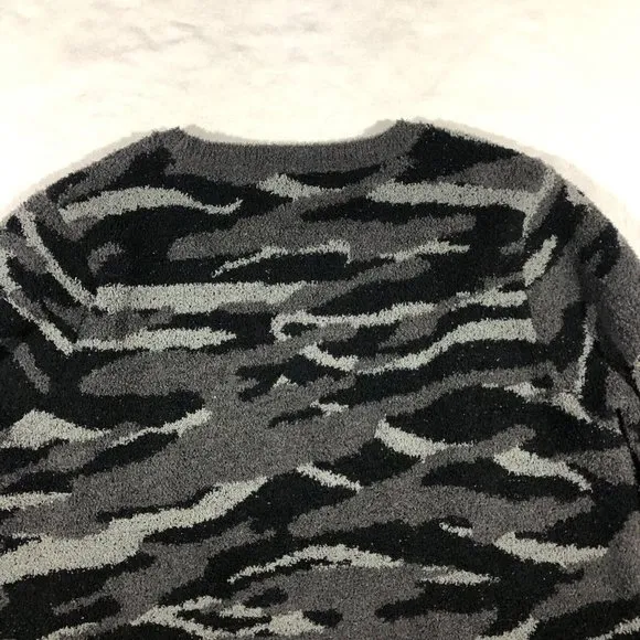 Barefoot Dreams Womens 2X CozyChic Seaside Crewneck Pullover Sweater Carbon Camo