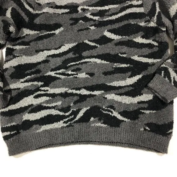 Barefoot Dreams Womens 2X CozyChic Seaside Crewneck Pullover Sweater Carbon Camo