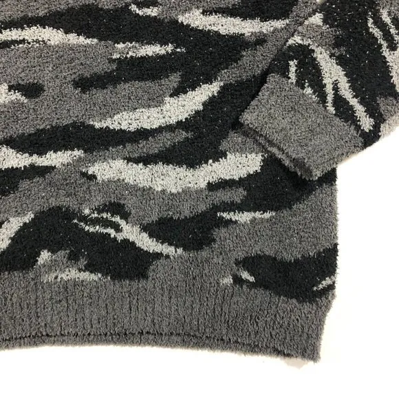 Barefoot Dreams Womens 2X CozyChic Seaside Crewneck Pullover Sweater Carbon Camo