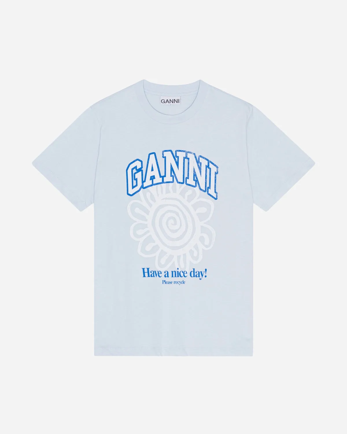 Basic Jersey Flower Relaxed T-shirt - Ice Water