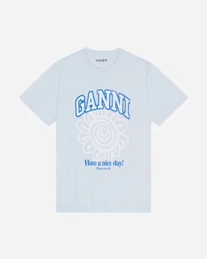 Basic Jersey Flower Relaxed T-shirt - Ice Water