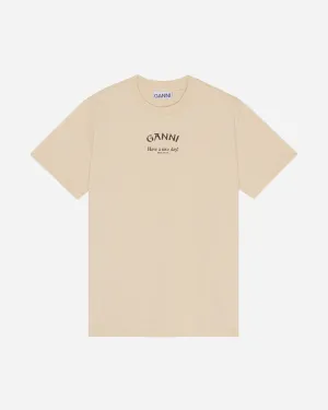 Basic Jersey Ganni Relaxed T-shirt - Pale Khaki