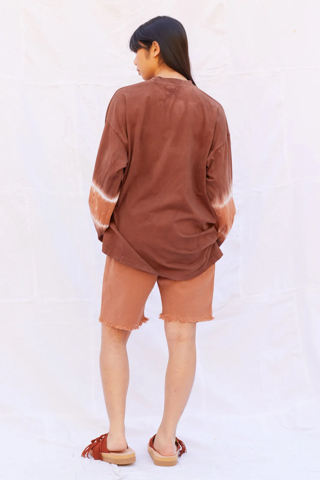 Basic T Deep Dye Sleeve Cocoa Brown