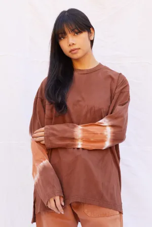 Basic T Deep Dye Sleeve Cocoa Brown