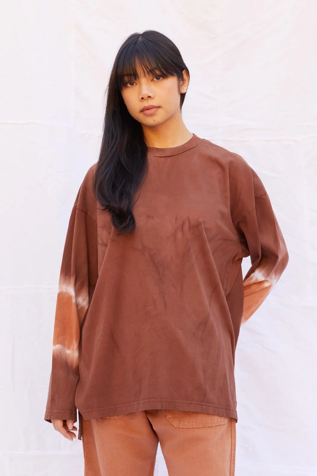 Basic T Deep Dye Sleeve Cocoa Brown