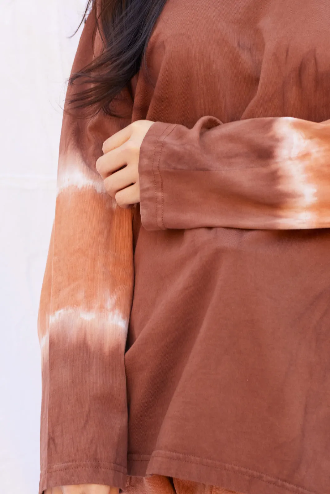 Basic T Deep Dye Sleeve Cocoa Brown