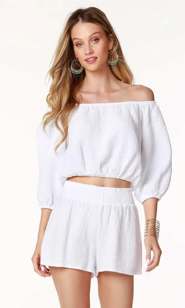 Beach Gauze Off Shoulder Top