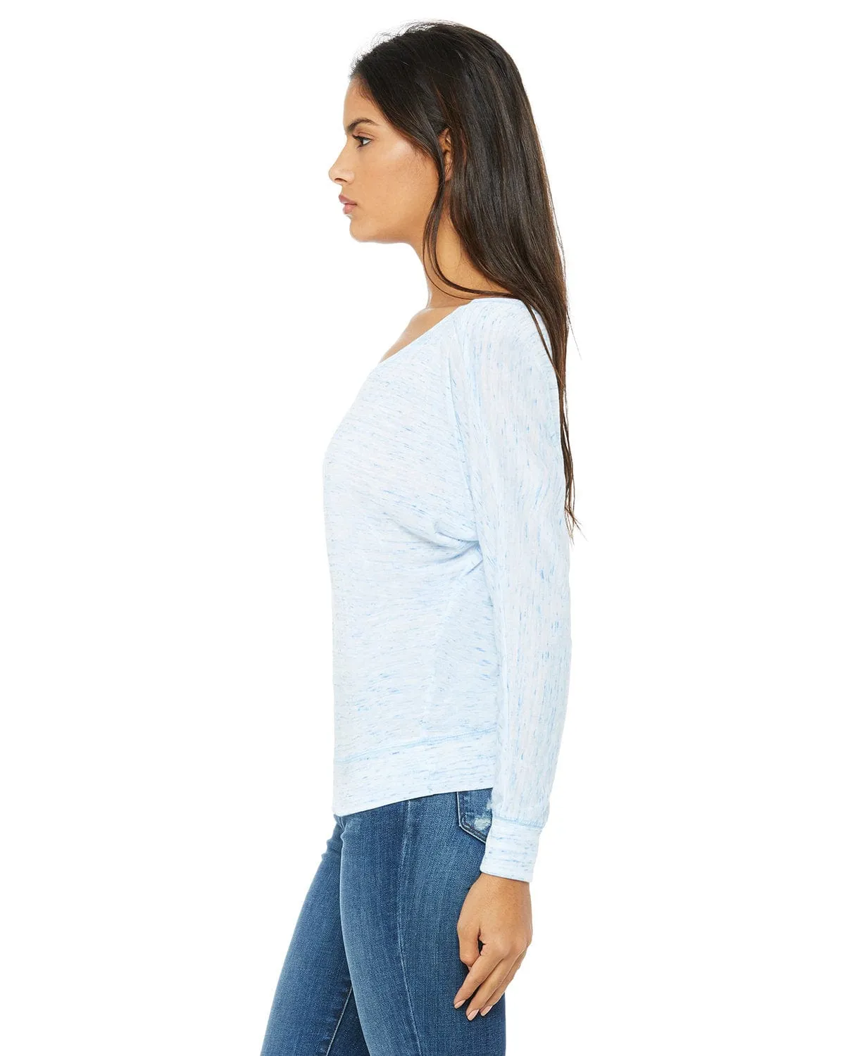 Bella Canvas Ladies Long Sleeve Off The Shoulder Top | Blue Marble