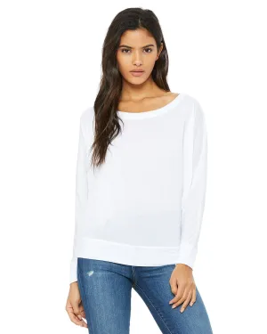 Bella Canvas Ladies Long Sleeve Off The Shoulder Top | White