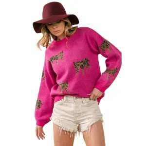 BiBi Pink Tiger Pattern Sweater IP5685G