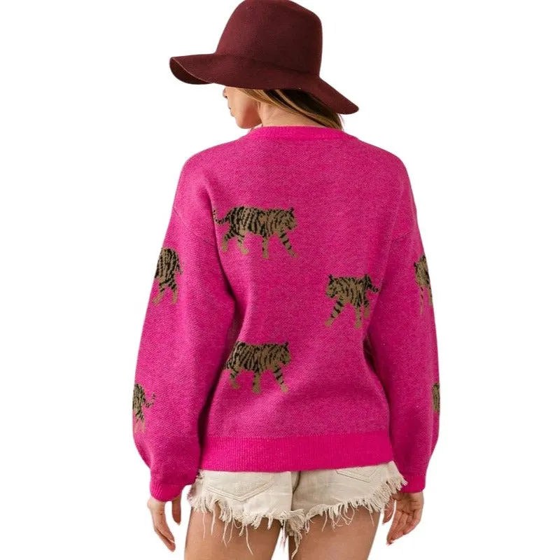 BiBi Pink Tiger Pattern Sweater IP5685G