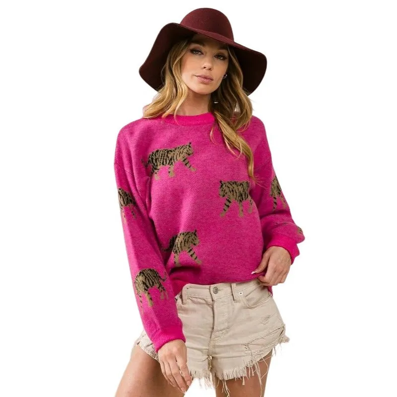 BiBi Pink Tiger Pattern Sweater IP5685G