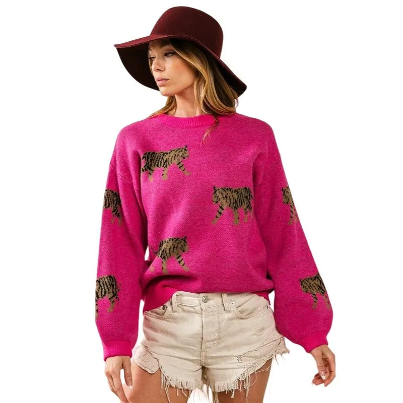BiBi Pink Tiger Pattern Sweater IP5685G